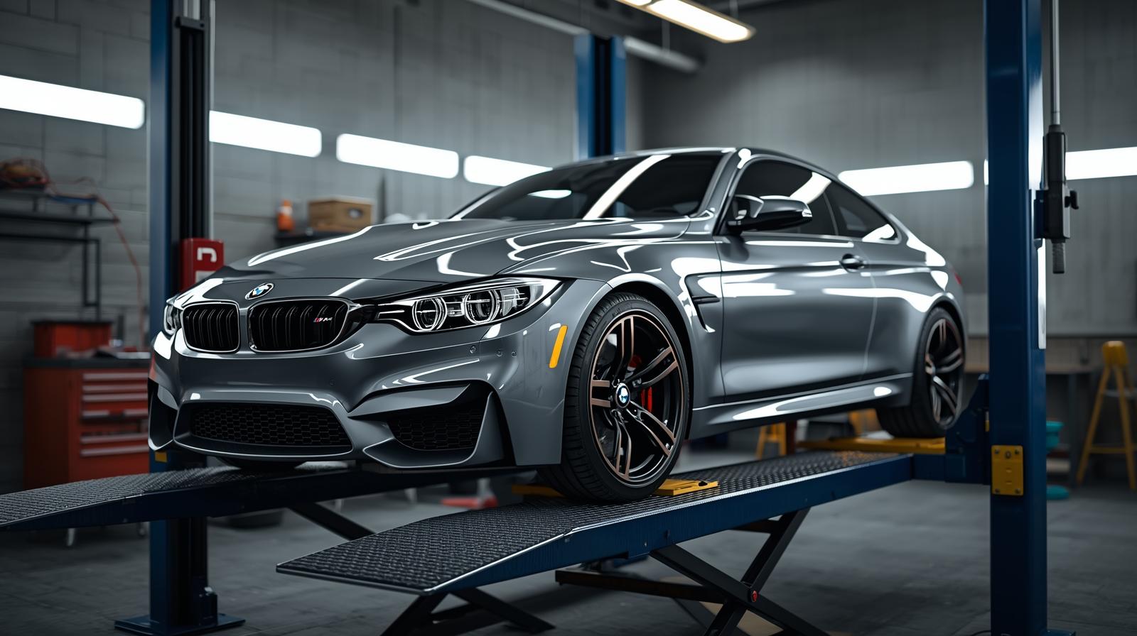 2015 BMW M3 on service lift at Premiere Motorsports